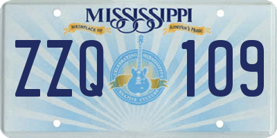 MS license plate ZZQ109