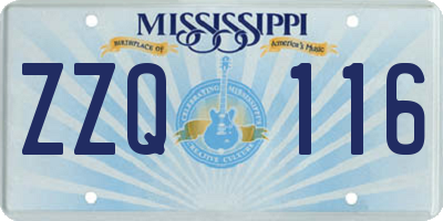 MS license plate ZZQ116