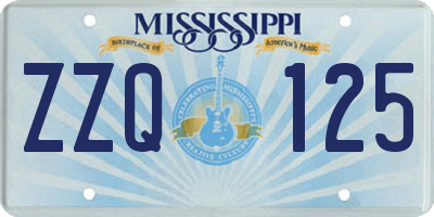 MS license plate ZZQ125