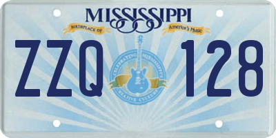 MS license plate ZZQ128