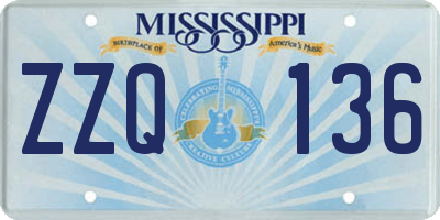 MS license plate ZZQ136