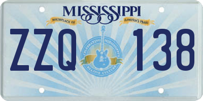 MS license plate ZZQ138