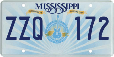 MS license plate ZZQ172