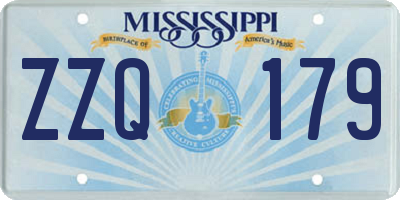 MS license plate ZZQ179