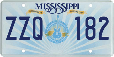 MS license plate ZZQ182