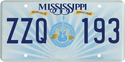 MS license plate ZZQ193