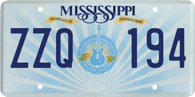 MS license plate ZZQ194