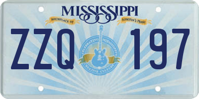 MS license plate ZZQ197