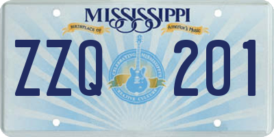 MS license plate ZZQ201