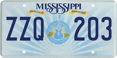 MS license plate ZZQ203