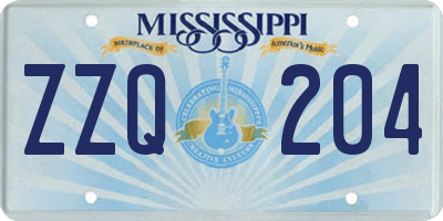 MS license plate ZZQ204