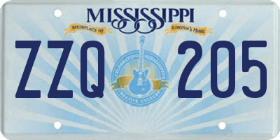 MS license plate ZZQ205