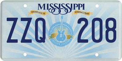 MS license plate ZZQ208