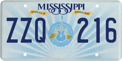 MS license plate ZZQ216