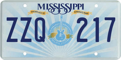 MS license plate ZZQ217