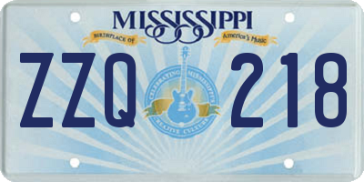 MS license plate ZZQ218