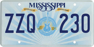 MS license plate ZZQ230
