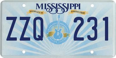 MS license plate ZZQ231