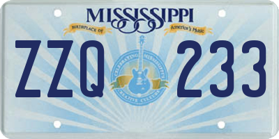 MS license plate ZZQ233