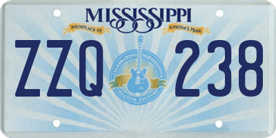 MS license plate ZZQ238