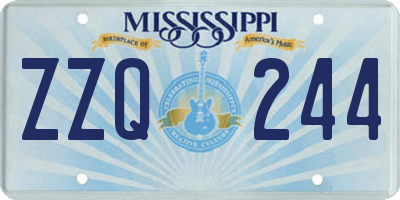 MS license plate ZZQ244