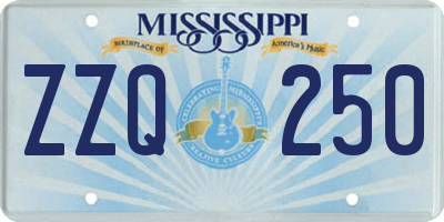 MS license plate ZZQ250