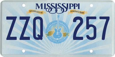 MS license plate ZZQ257