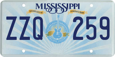MS license plate ZZQ259