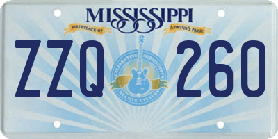 MS license plate ZZQ260