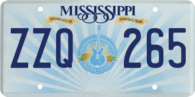 MS license plate ZZQ265