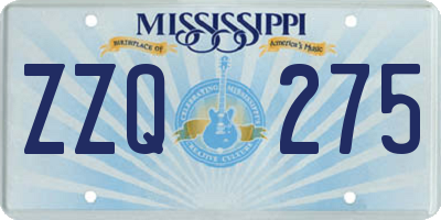 MS license plate ZZQ275