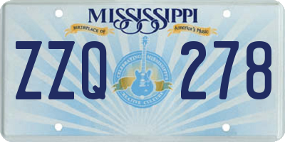 MS license plate ZZQ278