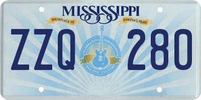 MS license plate ZZQ280