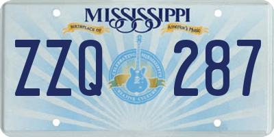 MS license plate ZZQ287