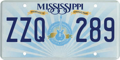 MS license plate ZZQ289