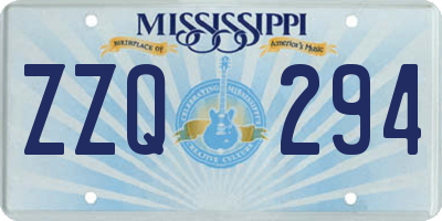 MS license plate ZZQ294