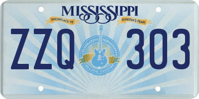 MS license plate ZZQ303