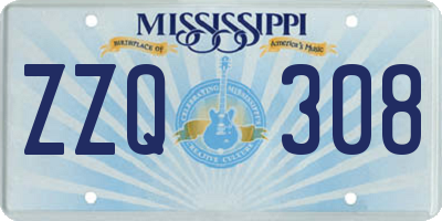 MS license plate ZZQ308