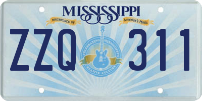 MS license plate ZZQ311