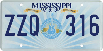MS license plate ZZQ316