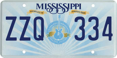 MS license plate ZZQ334