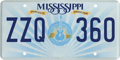 MS license plate ZZQ360