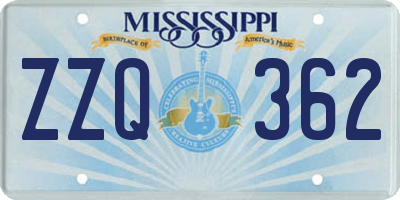 MS license plate ZZQ362