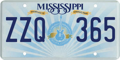 MS license plate ZZQ365