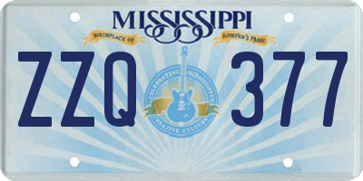 MS license plate ZZQ377