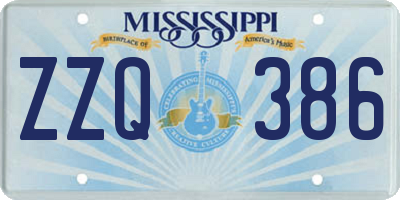 MS license plate ZZQ386