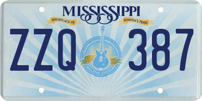 MS license plate ZZQ387