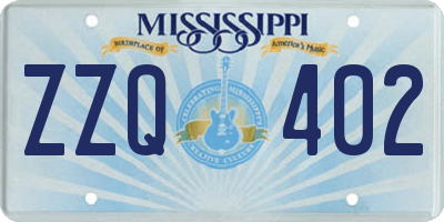 MS license plate ZZQ402