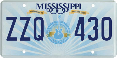 MS license plate ZZQ430