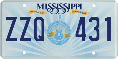 MS license plate ZZQ431